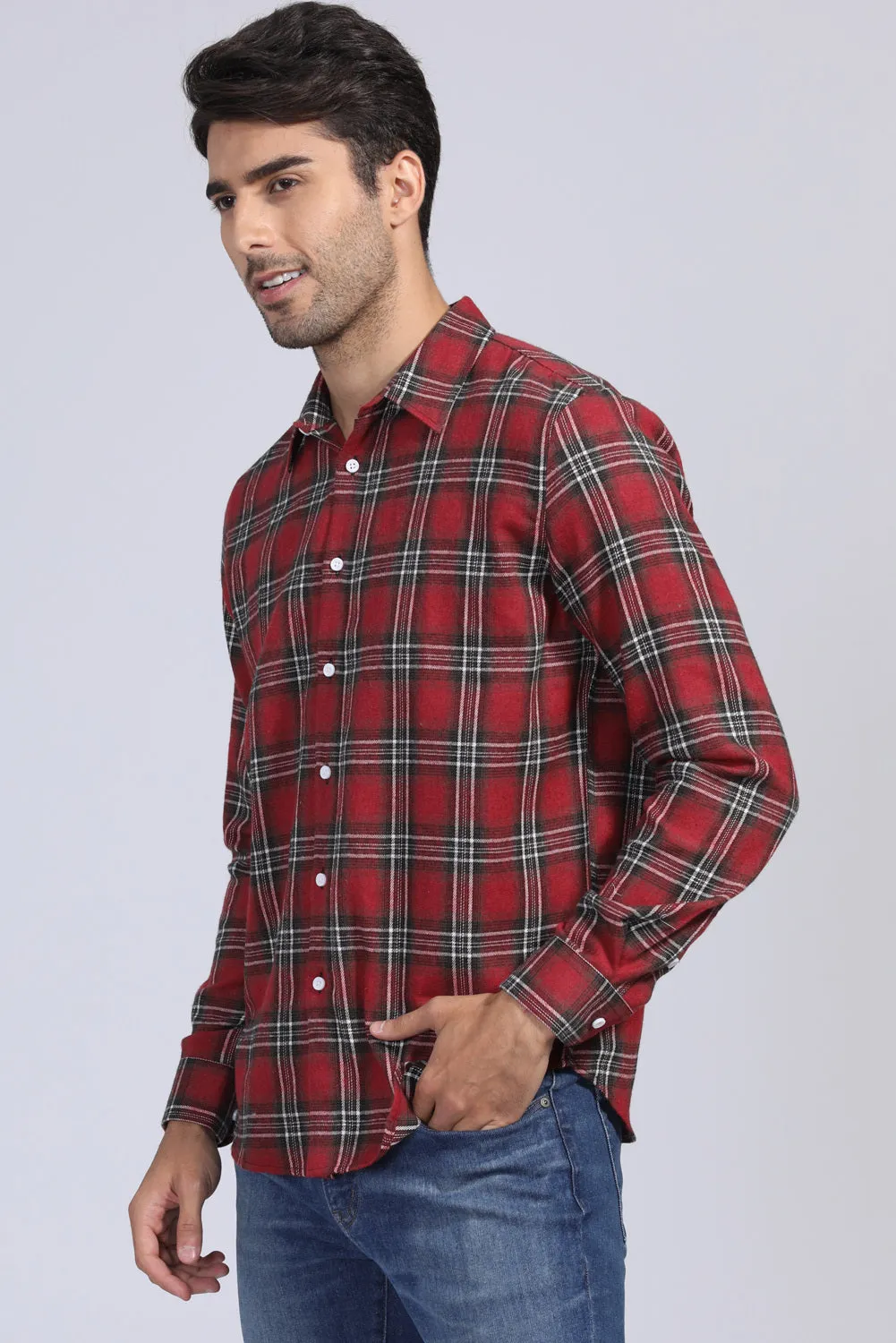 Men's Plaid Print Button Up Long Sleeve Shirt