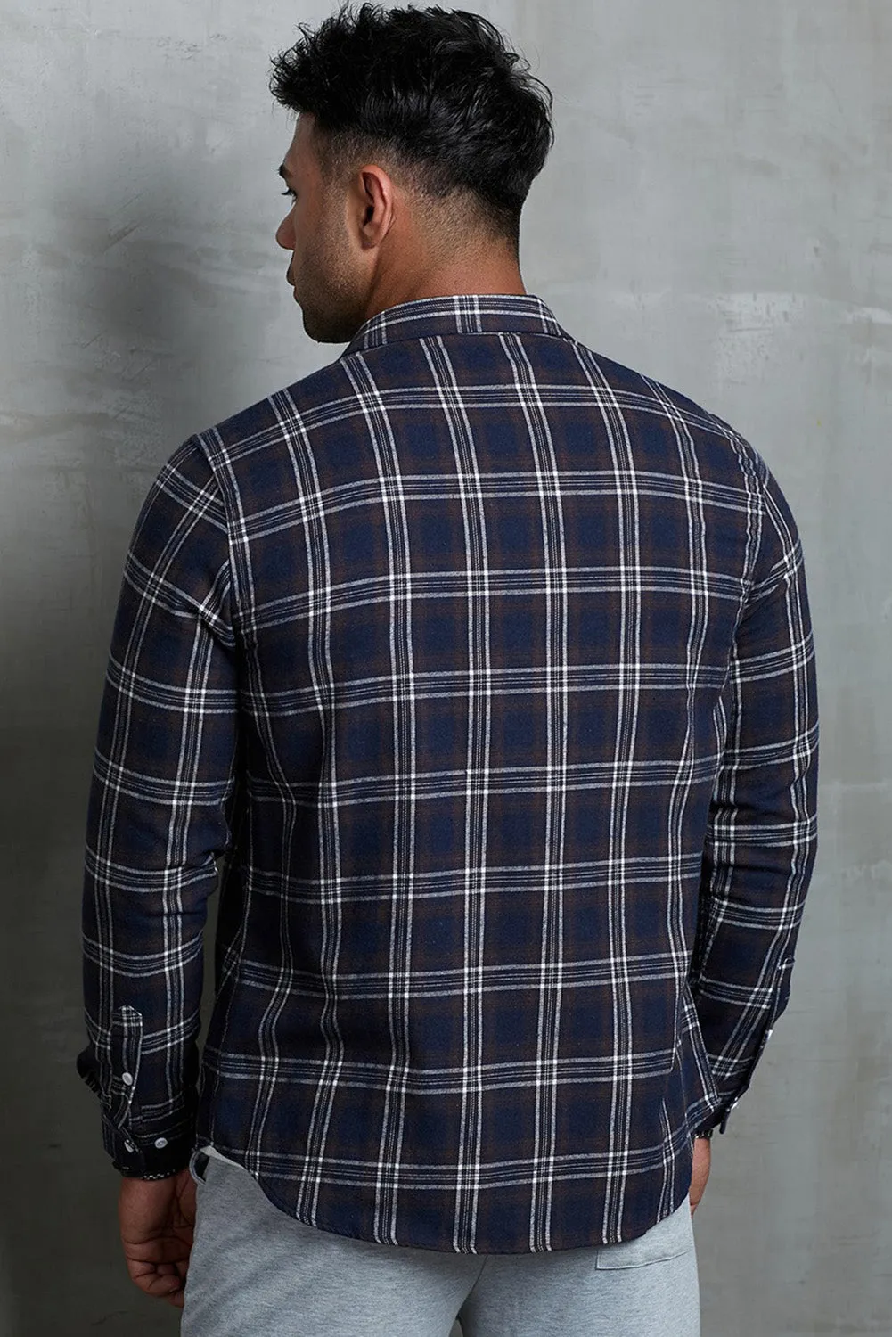 Men's Plaid Print Button Up Long Sleeve Shirt