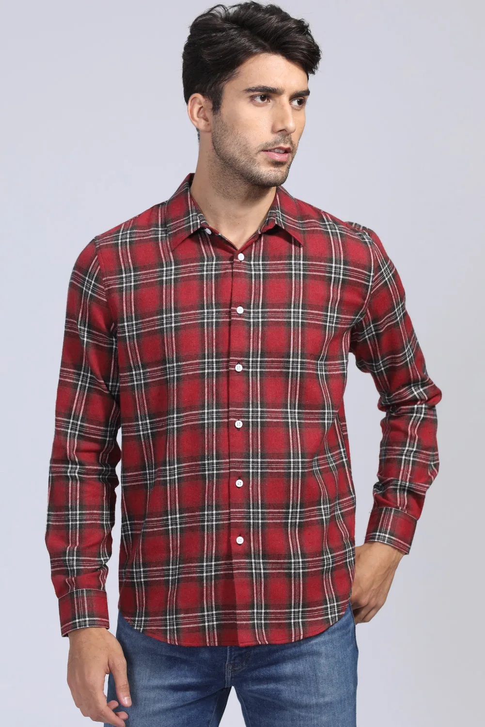 Men's Plaid Print Button Up Long Sleeve Shirt