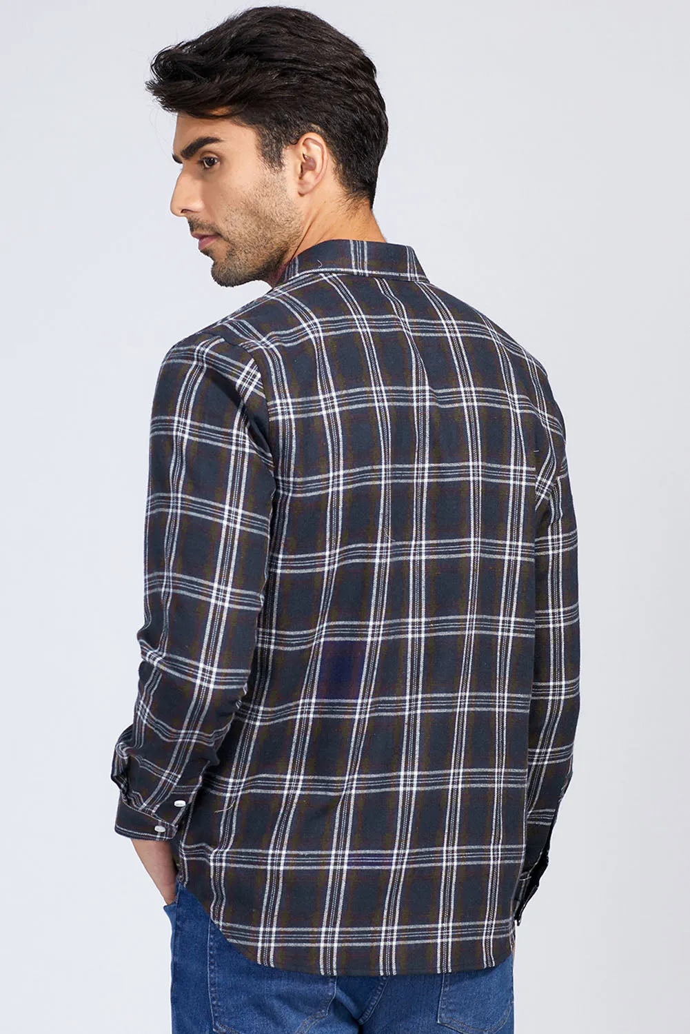 Men's Plaid Print Button Up Long Sleeve Shirt