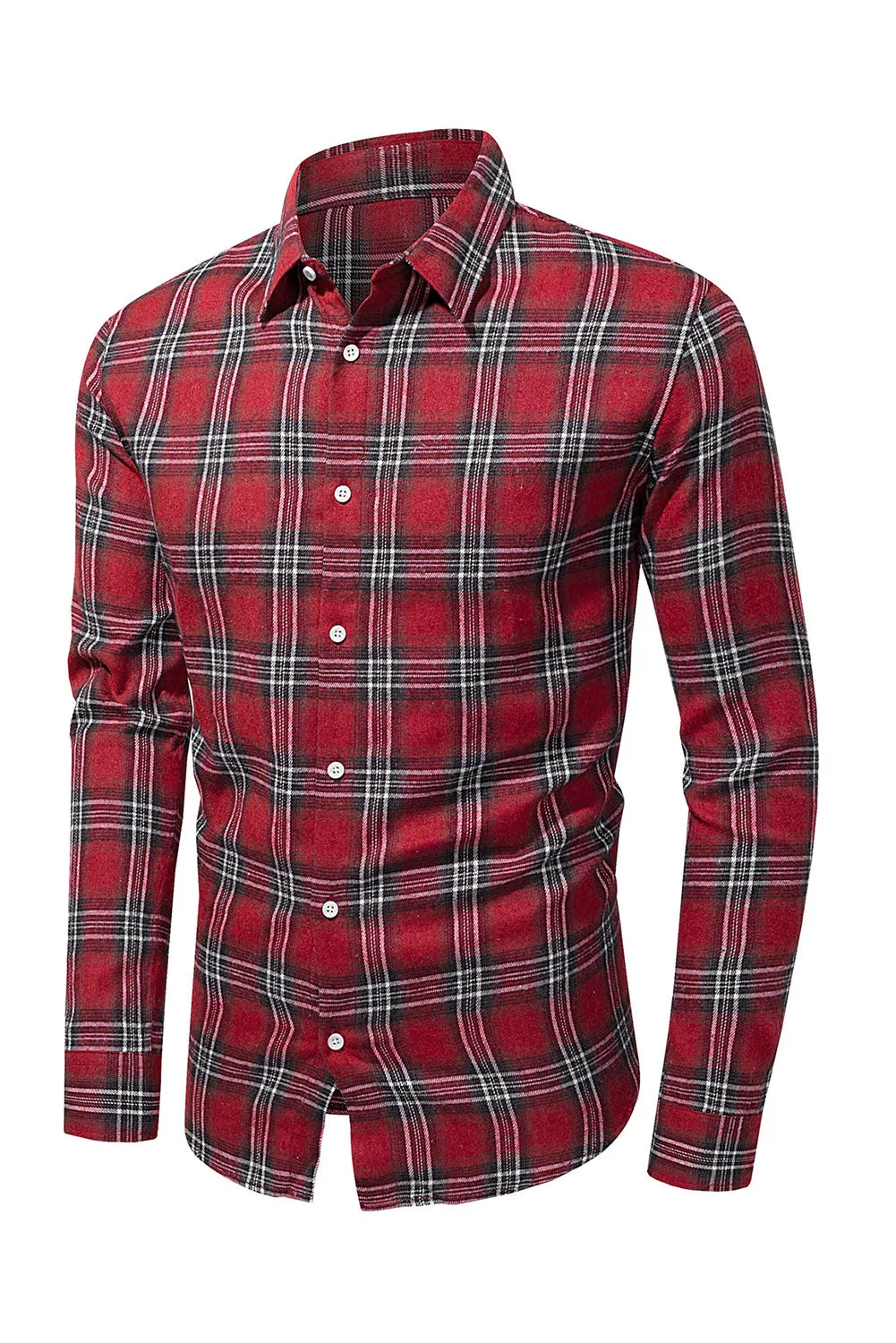 Men's Plaid Print Button Up Long Sleeve Shirt