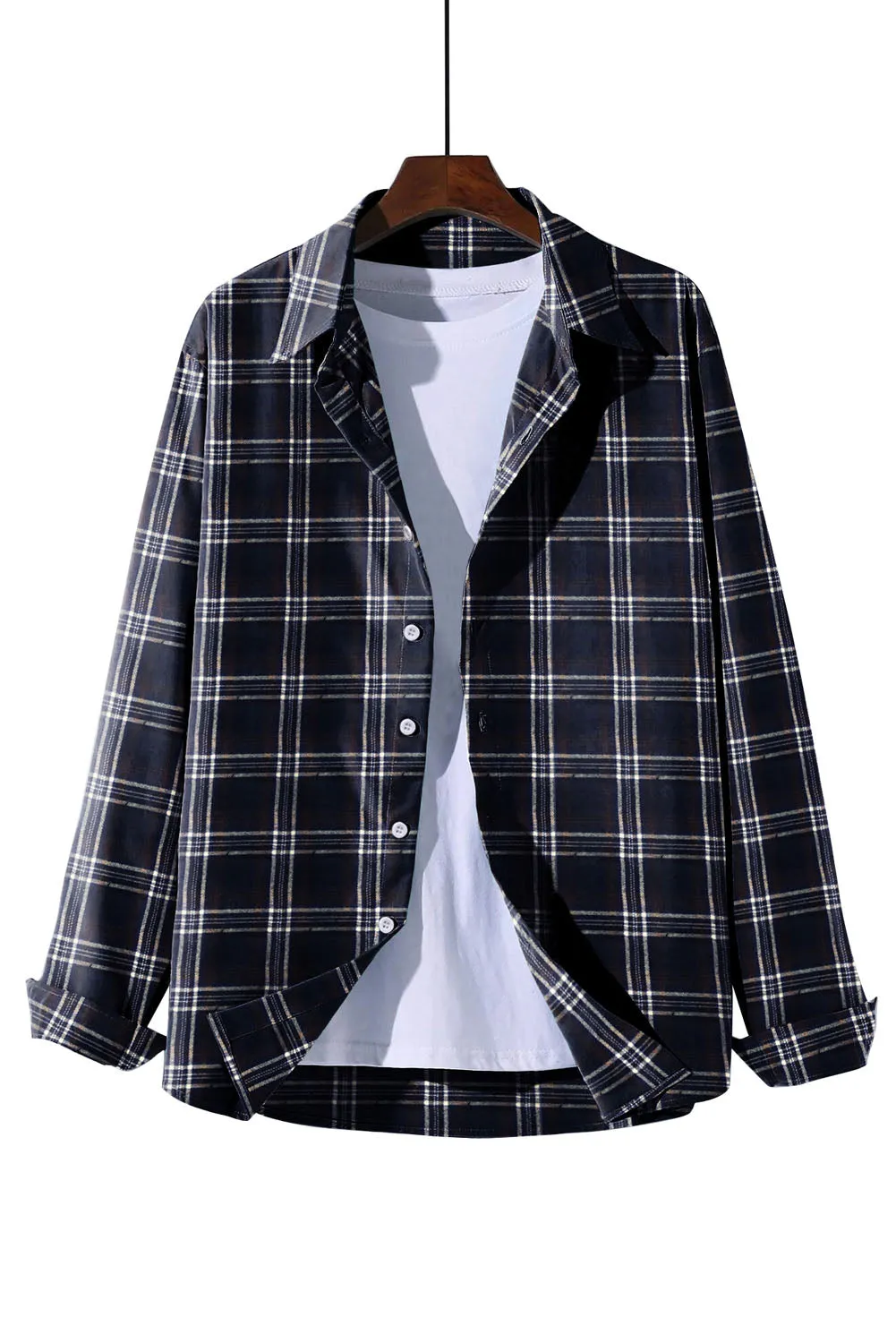 Men's Plaid Print Button Up Long Sleeve Shirt