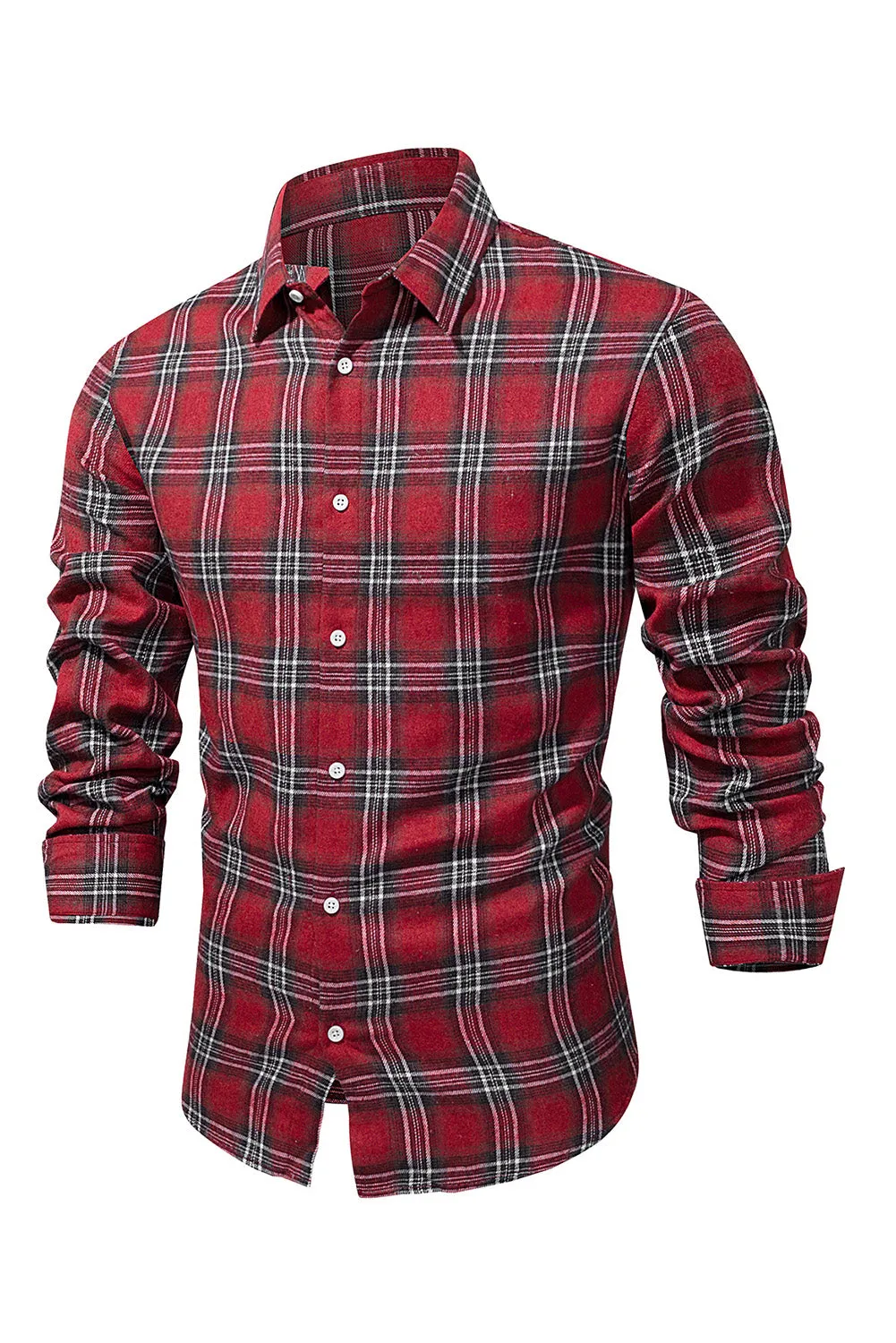 Men's Plaid Print Button Up Long Sleeve Shirt