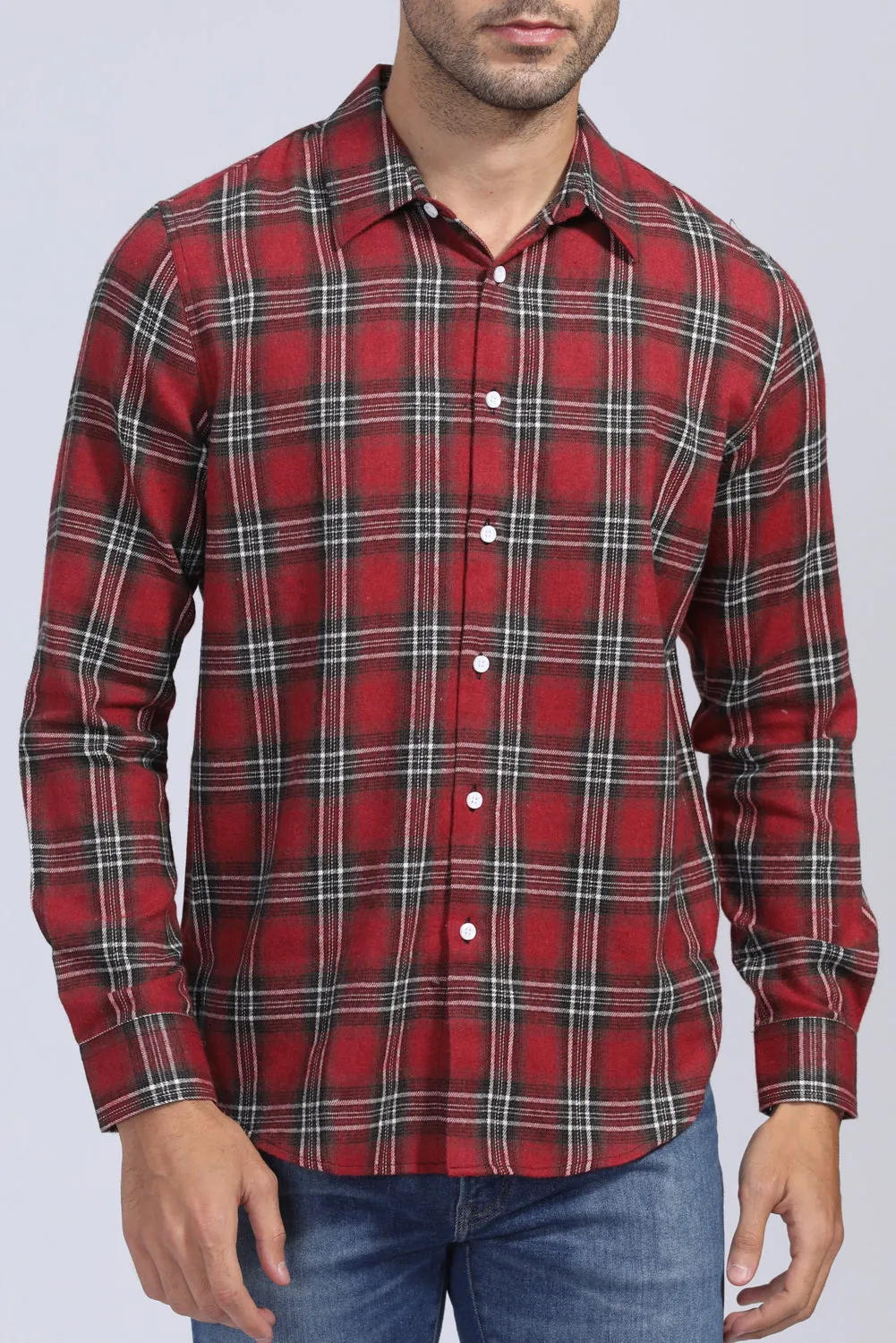 Men's Plaid Print Button Up Long Sleeve Shirt