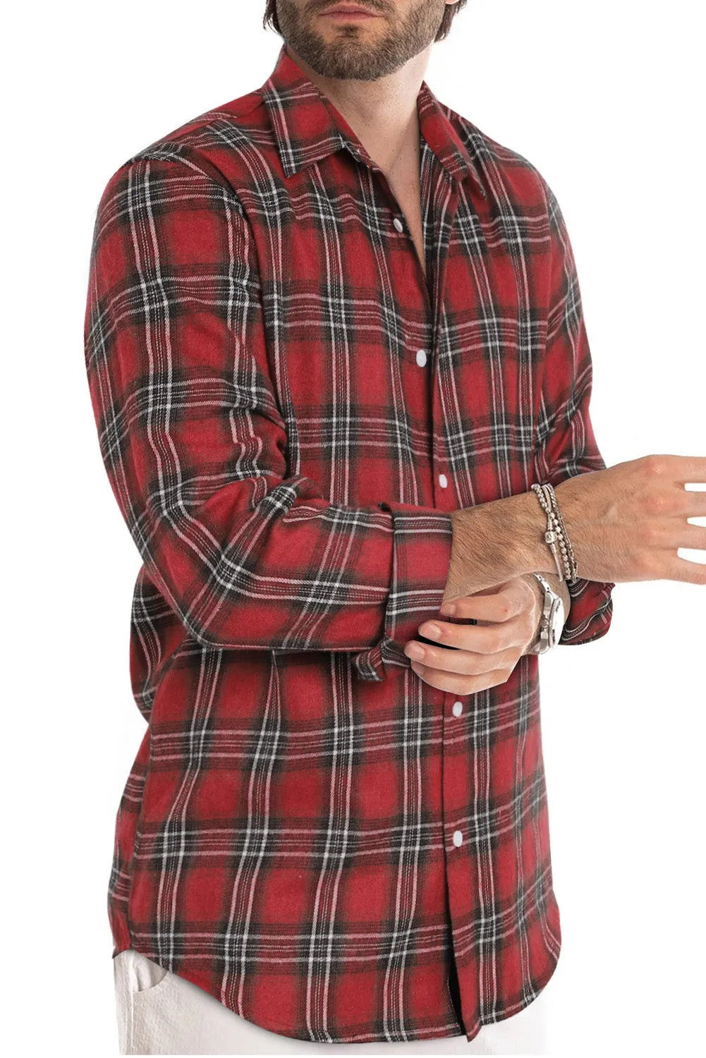 Men's Plaid Print Button Up Long Sleeve Shirt