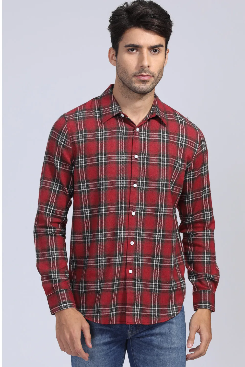 Men's Plaid Print Button Up Long Sleeve Shirt