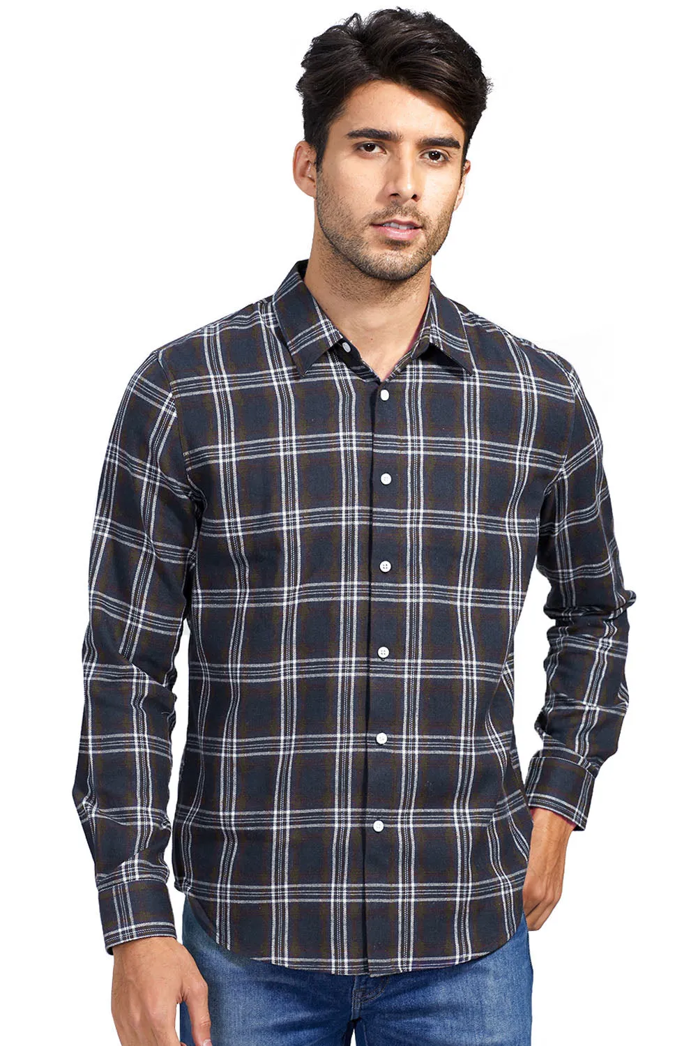 Men's Plaid Print Button Up Long Sleeve Shirt