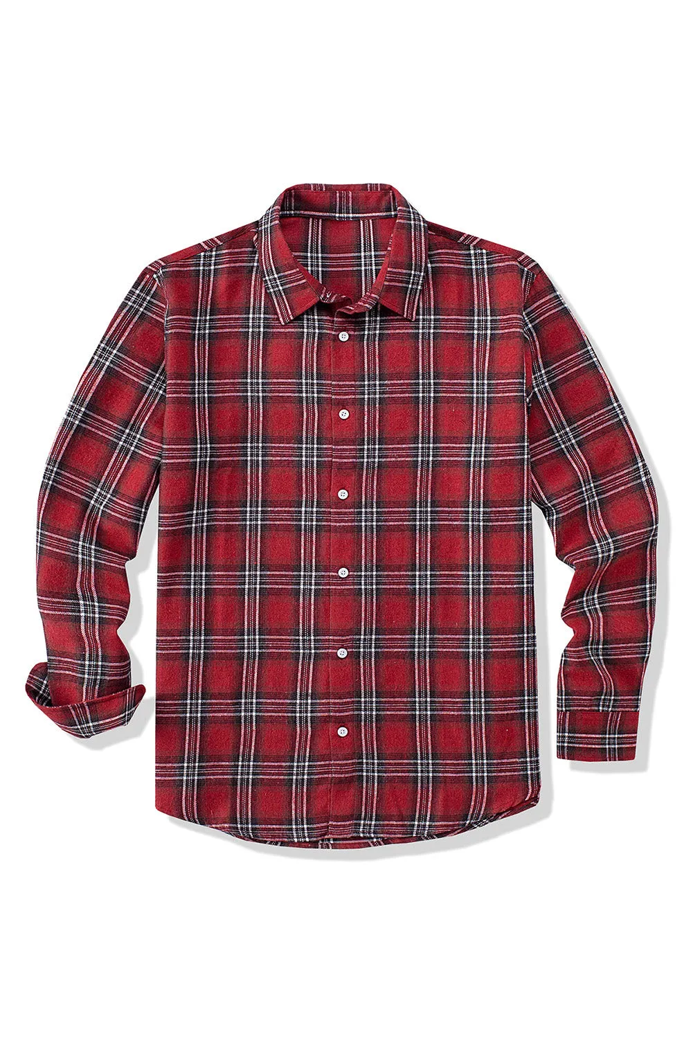 Men's Plaid Print Button Up Long Sleeve Shirt