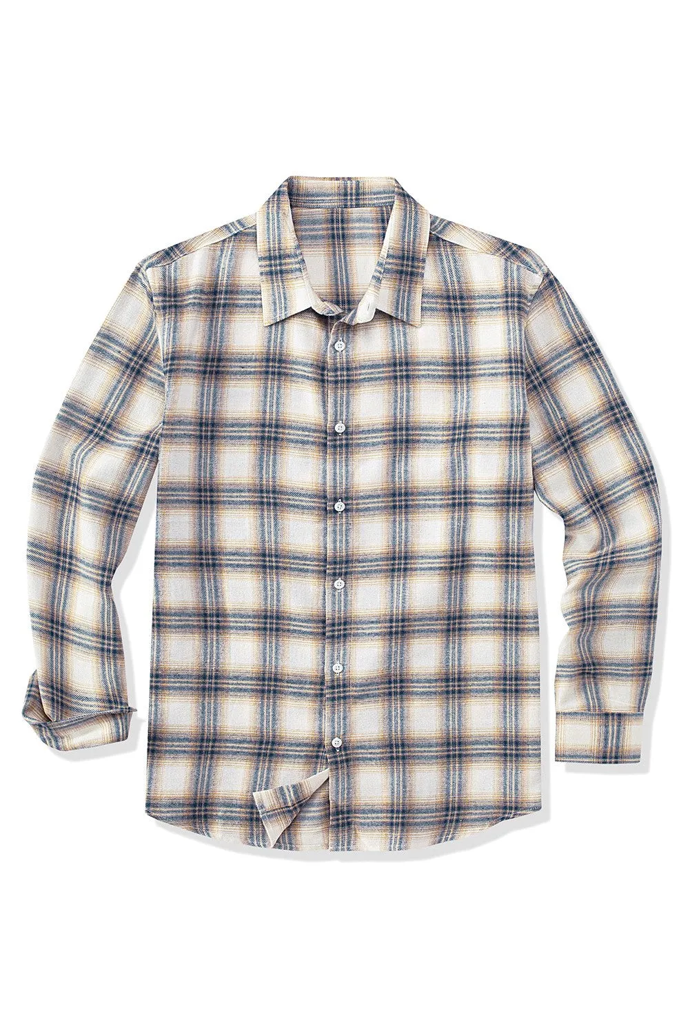 Men's Plaid Print Button Up Long Sleeve Shirt