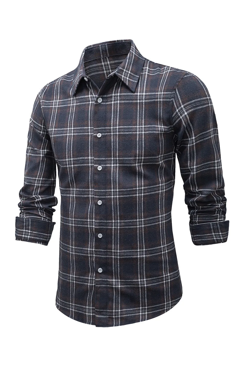 Men's Plaid Print Button Up Long Sleeve Shirt