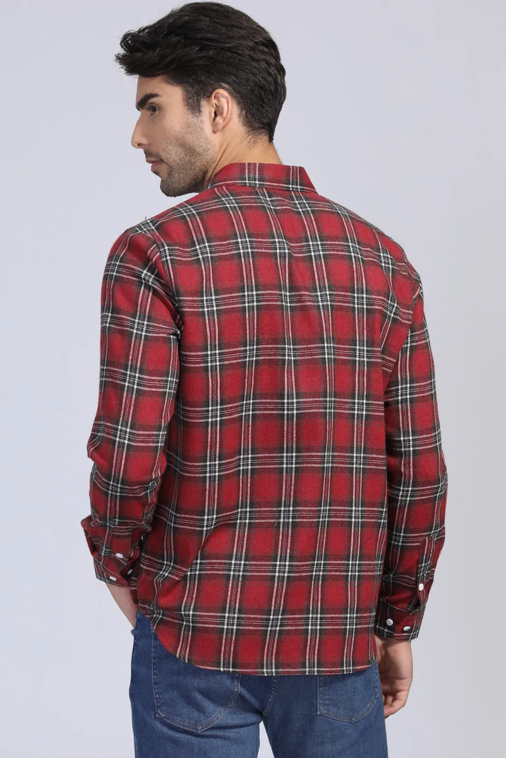 Men's Plaid Print Button Up Long Sleeve Shirt