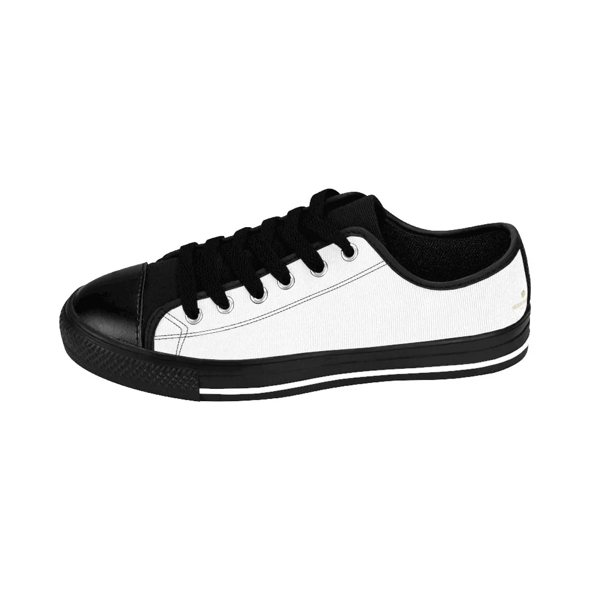 Men's White Low Top Sneakers, Solid White Men's Running Low Top Premium Sneakers (US Size: 7-14)