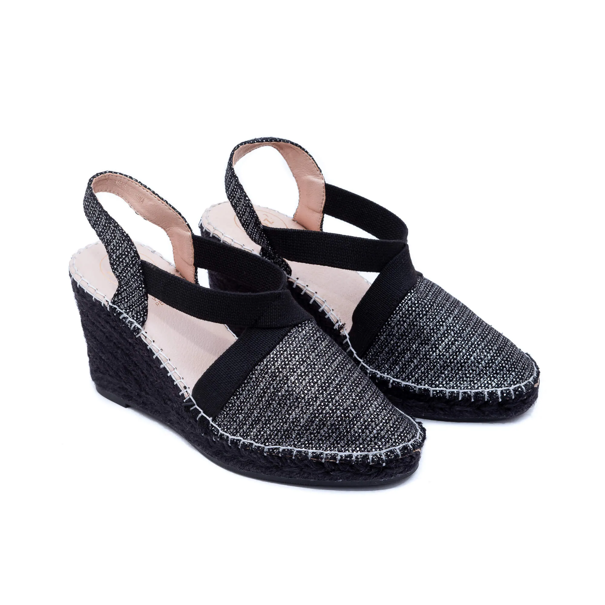 Molly Black Silver Espadrilles