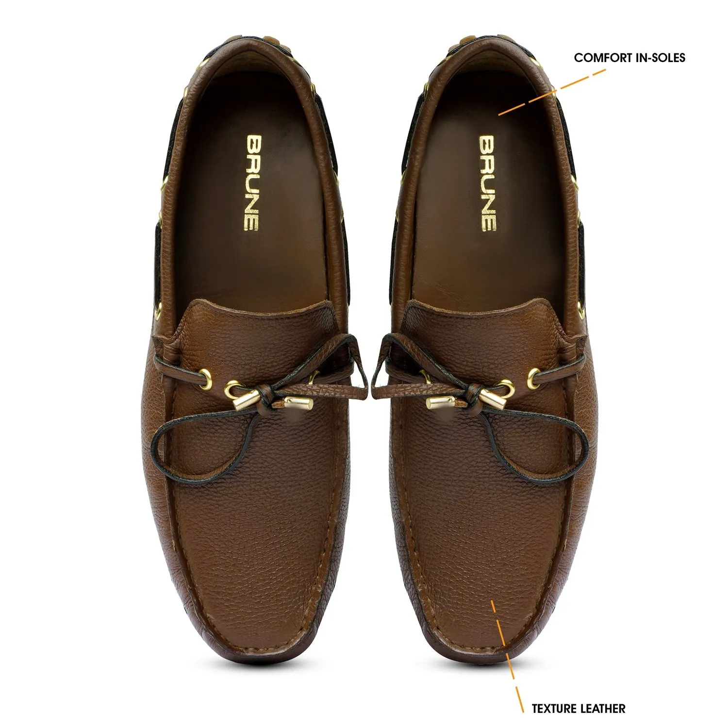 Nubs Sole Tassel Bow Driver Loafer in Textured Tan Leather