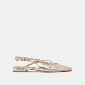 PAMLA WIDE FLATS PLATINUM DISTRESSED LEATHER