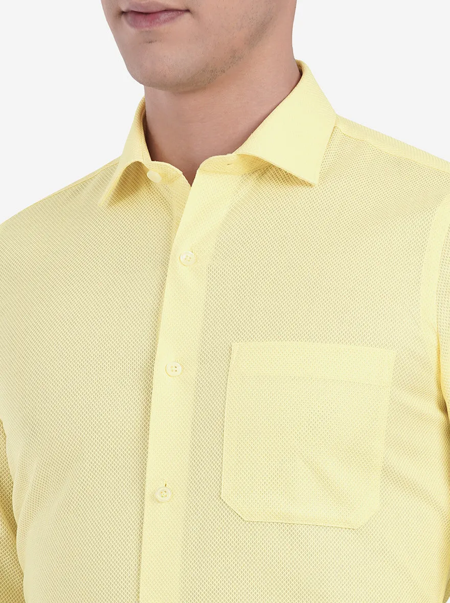 Pastel Yellow Dobby Slim Fit Formal Shirt | JadeBlue