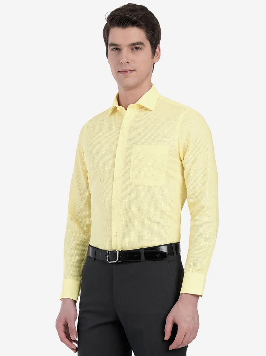 Pastel Yellow Dobby Slim Fit Formal Shirt | JadeBlue