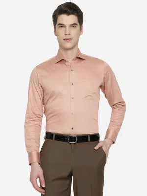 Peach Printed Slim Fit Formal Shirt | Metal