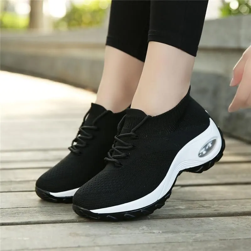 Premium Lace Up Walking Running Shoes Platform Sneakers for Women, 8 colors