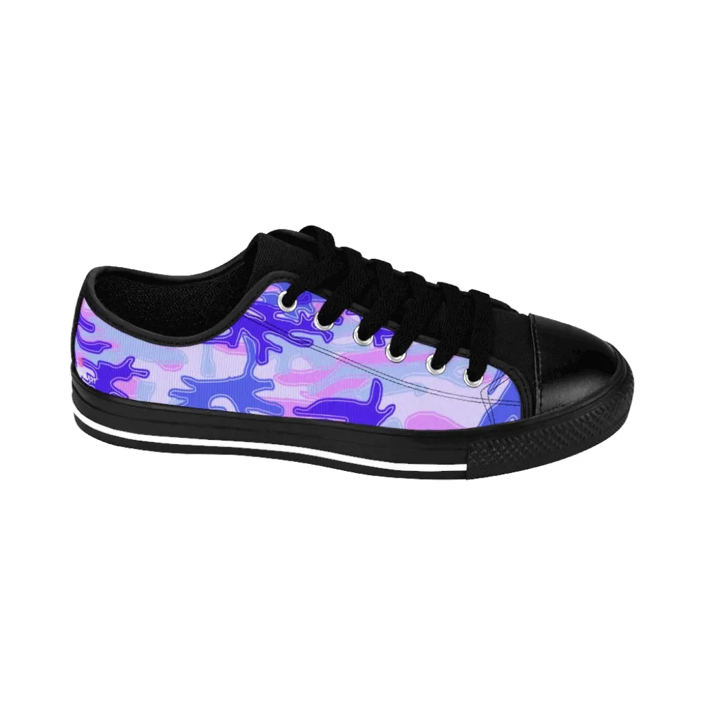 Purple Camo Print Women's Sneakers, Army Military Camouflage Printed Fashion Canvas Tennis Shoes