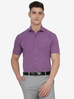 Purple Checked Regular Fit Formal Shirt | JadeBlue