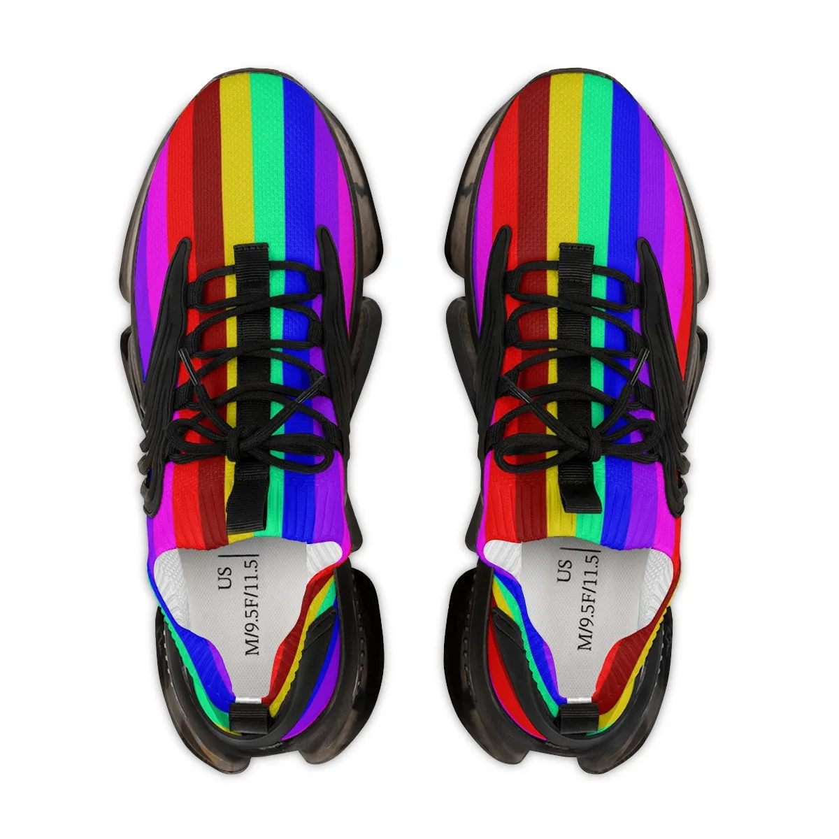 Rainbow Striped Print Men's Shoes, Best Comfy Men's Mesh Sports Sneakers Shoes (US Size: 5-12)