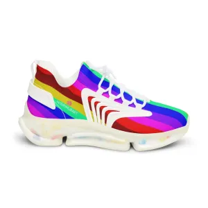 Rainbow Striped Print Men's Shoes, Best Comfy Men's Mesh Sports Sneakers Shoes (US Size: 5-12)