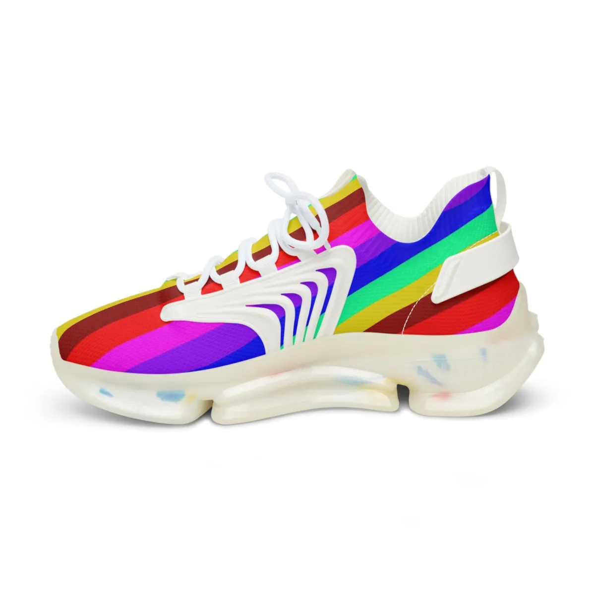 Rainbow Striped Print Men's Shoes, Best Comfy Men's Mesh Sports Sneakers Shoes (US Size: 5-12)