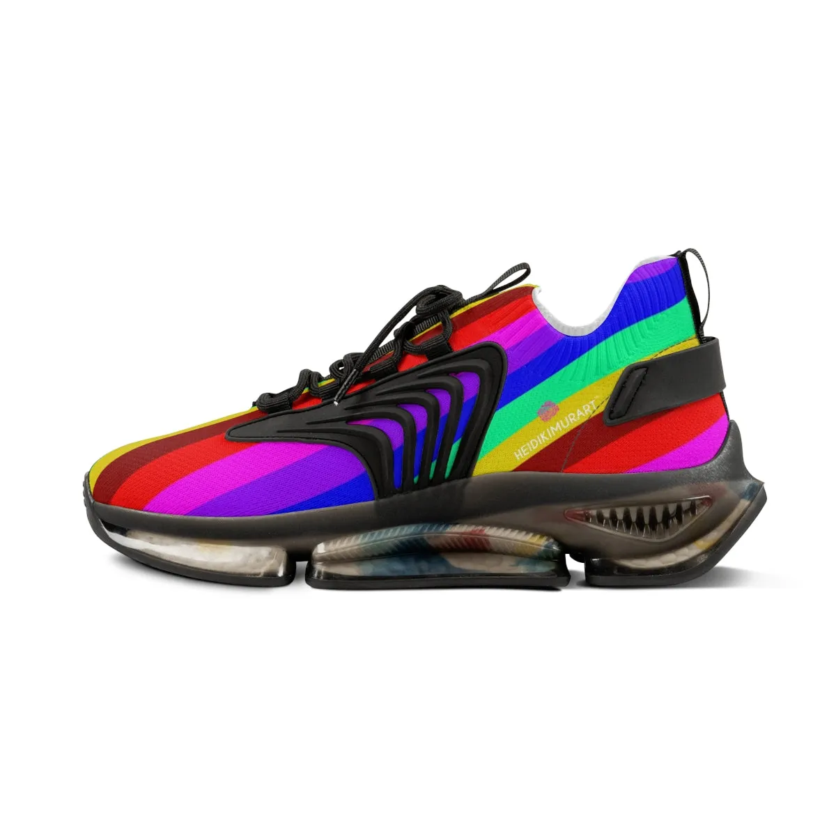 Rainbow Striped Print Men's Shoes, Best Comfy Men's Mesh Sports Sneakers Shoes (US Size: 5-12)