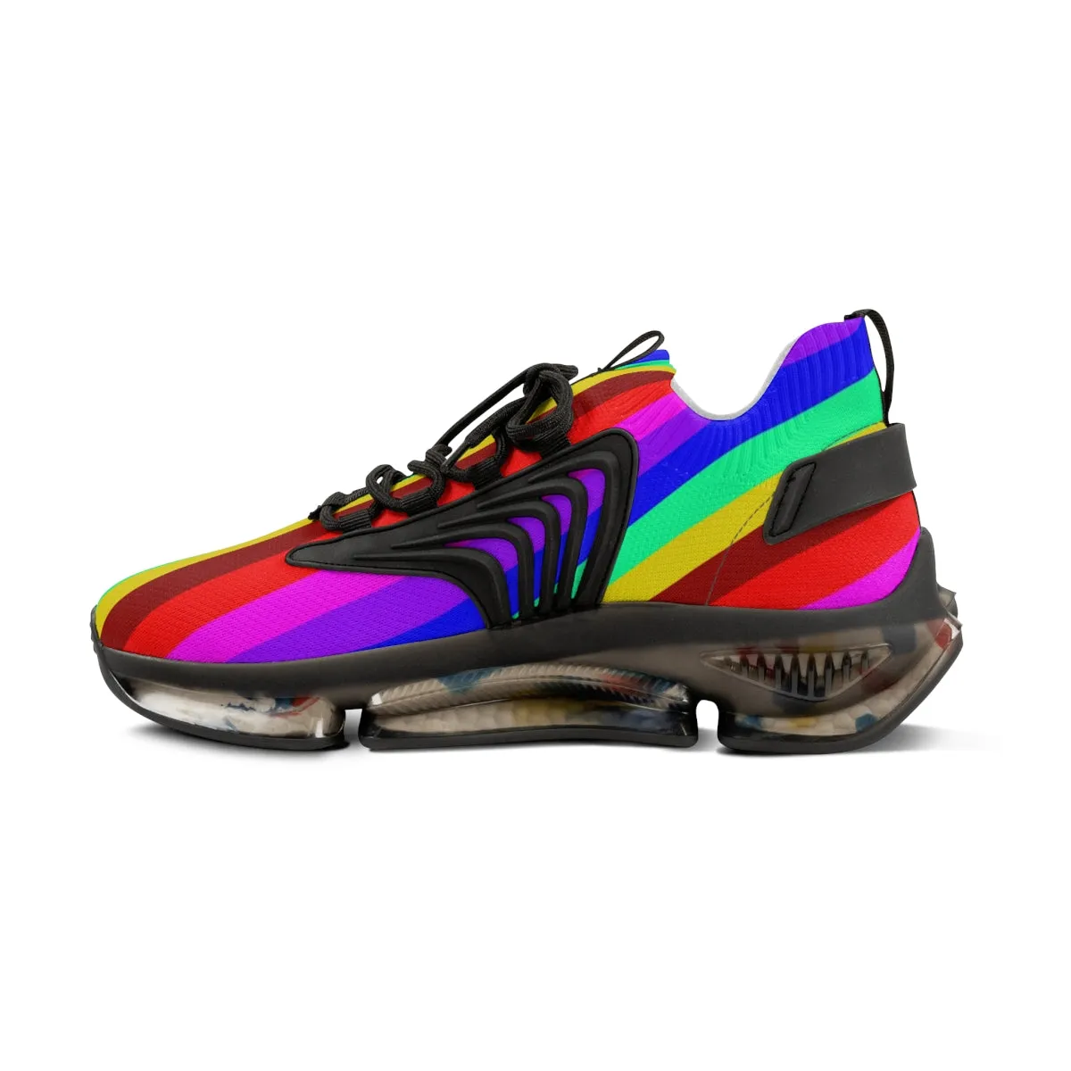 Rainbow Striped Print Men's Shoes, Best Comfy Men's Mesh Sports Sneakers Shoes (US Size: 5-12)