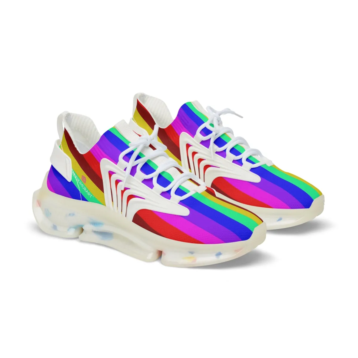 Rainbow Striped Print Men's Shoes, Best Comfy Men's Mesh Sports Sneakers Shoes (US Size: 5-12)