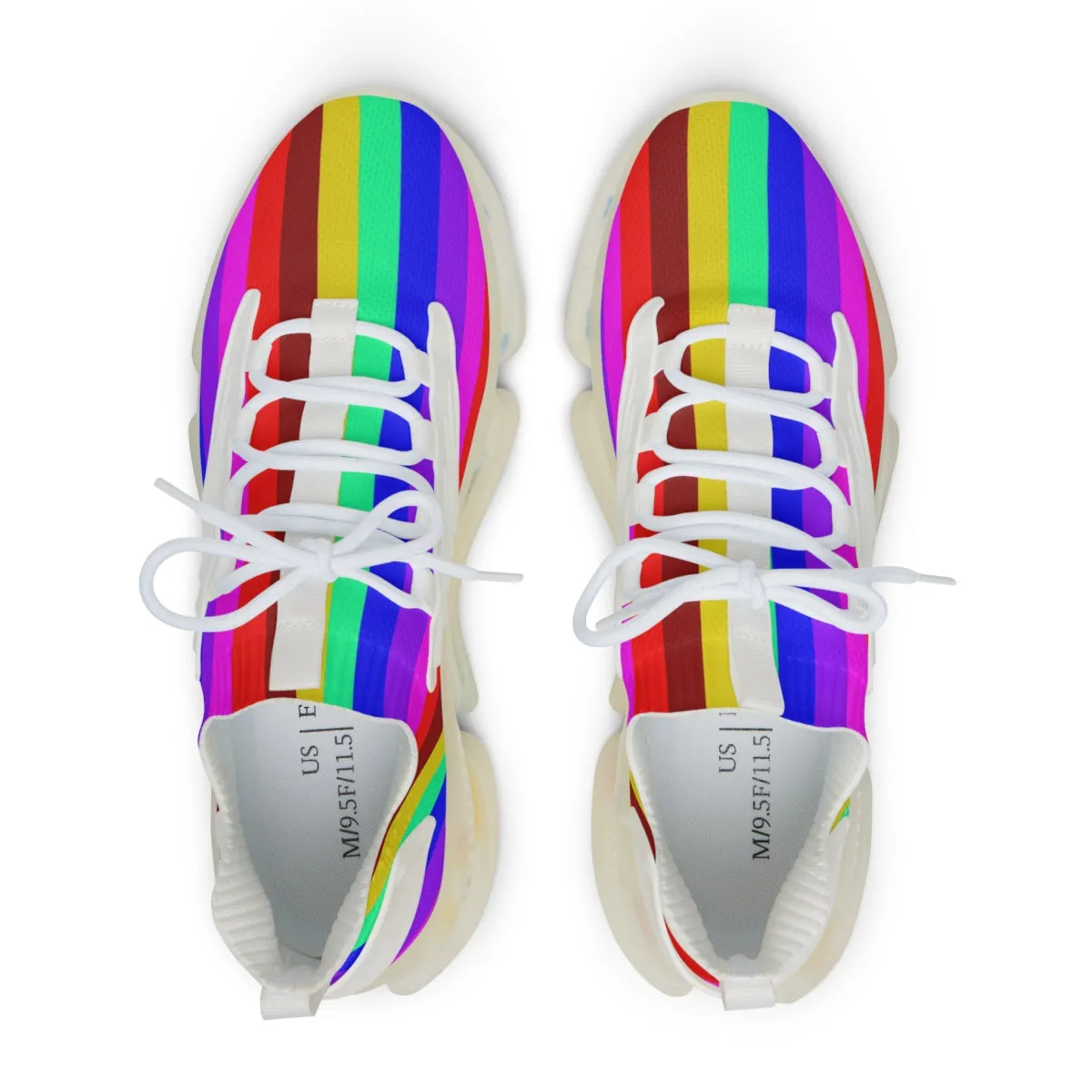 Rainbow Striped Print Men's Shoes, Best Comfy Men's Mesh Sports Sneakers Shoes (US Size: 5-12)