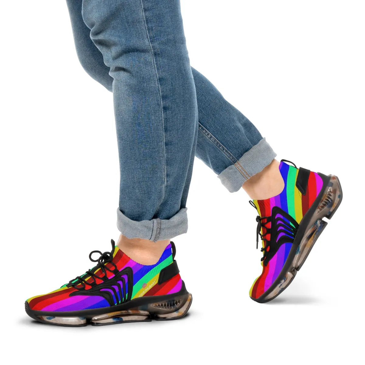 Rainbow Striped Print Men's Shoes, Best Comfy Men's Mesh Sports Sneakers Shoes (US Size: 5-12)