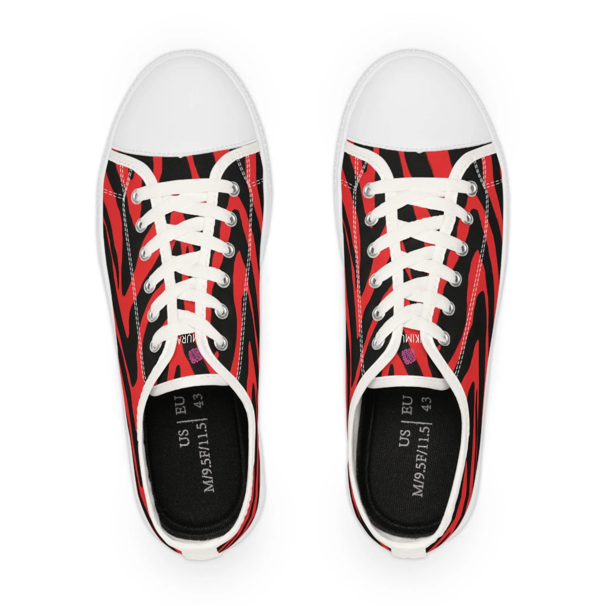 Red Zebra Print Men's Sneakers, Best Zebra Striped Print Low Tops Designer Men's Low Top Sneakers (US Size: 5-14)