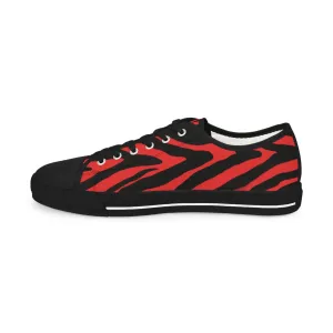 Red Zebra Print Men's Sneakers, Best Zebra Striped Print Low Tops Designer Men's Low Top Sneakers (US Size: 5-14)