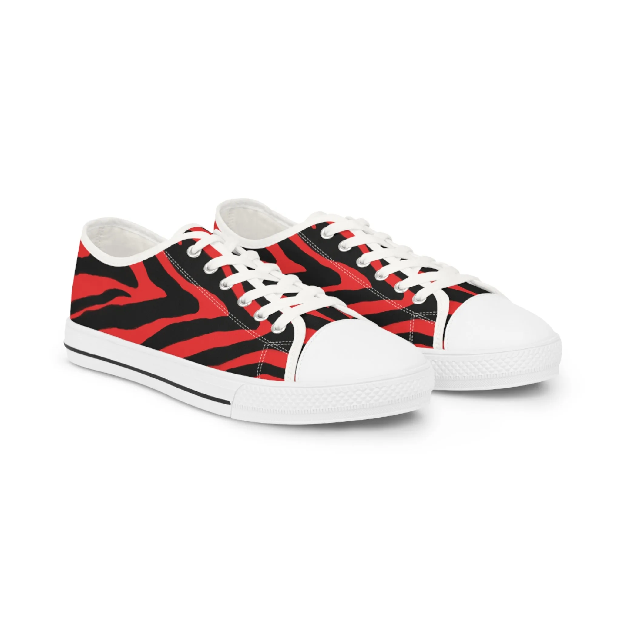 Red Zebra Print Men's Sneakers, Best Zebra Striped Print Low Tops Designer Men's Low Top Sneakers (US Size: 5-14)