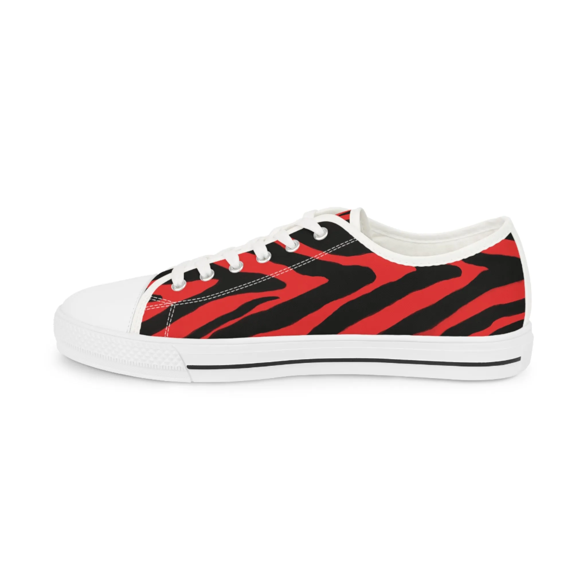 Red Zebra Print Men's Sneakers, Best Zebra Striped Print Low Tops Designer Men's Low Top Sneakers (US Size: 5-14)