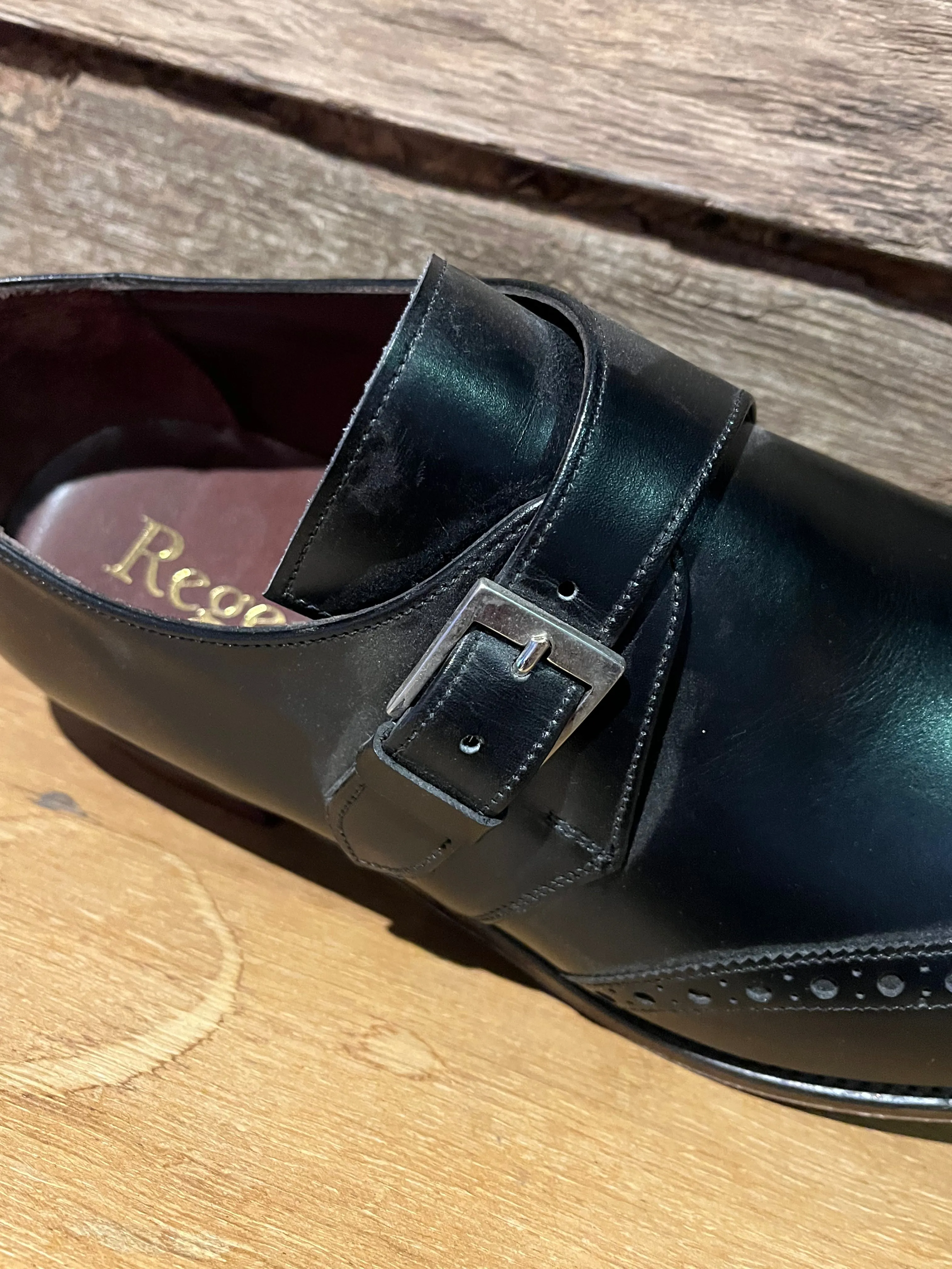 Regent - 'The Monk' Monk Strap Shoes - Black Calf Leather