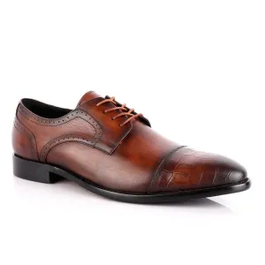 Roberto Botticelli Coffee Croc Derby Lace Up Brogue Shoe