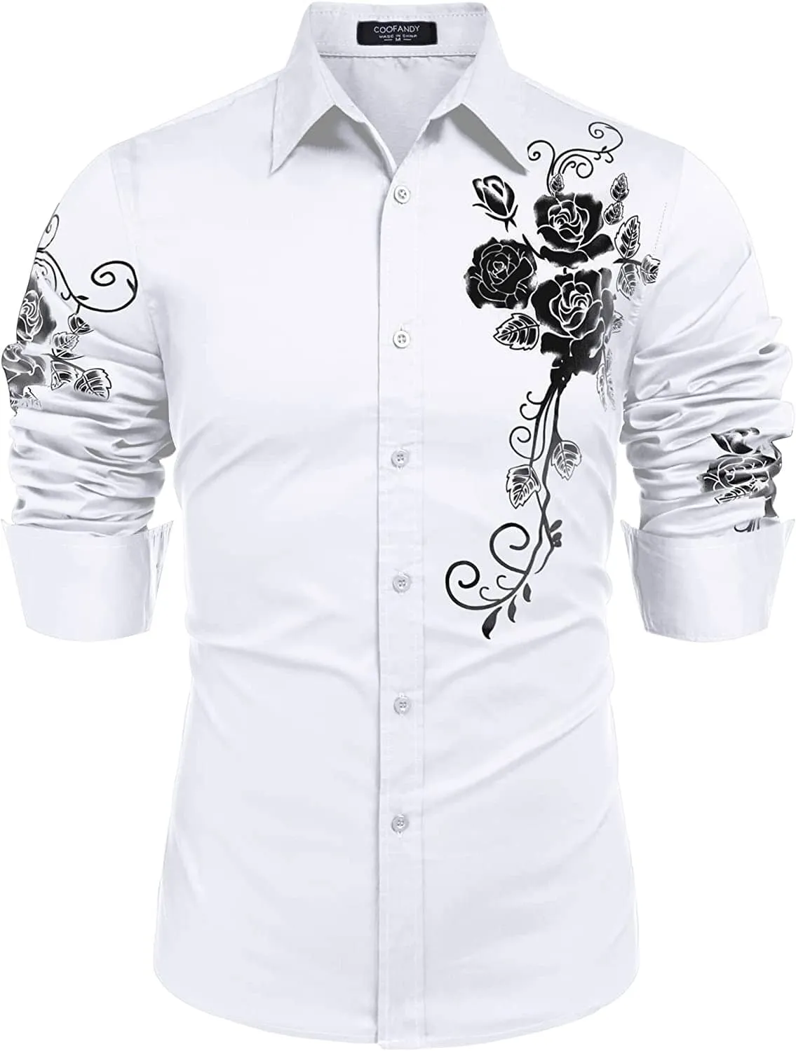 Rose Printed Slim Fit Dress Shirts (US Only)