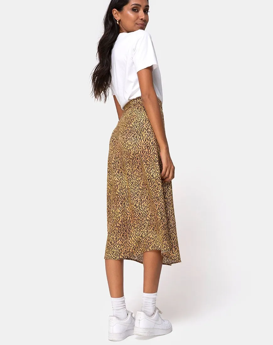 Saika Midi Skirt in Mini Tiger Brown