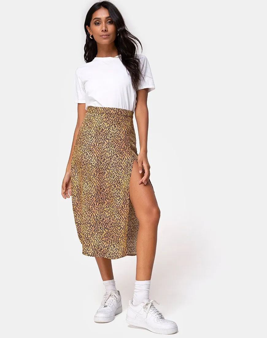 Saika Midi Skirt in Mini Tiger Brown