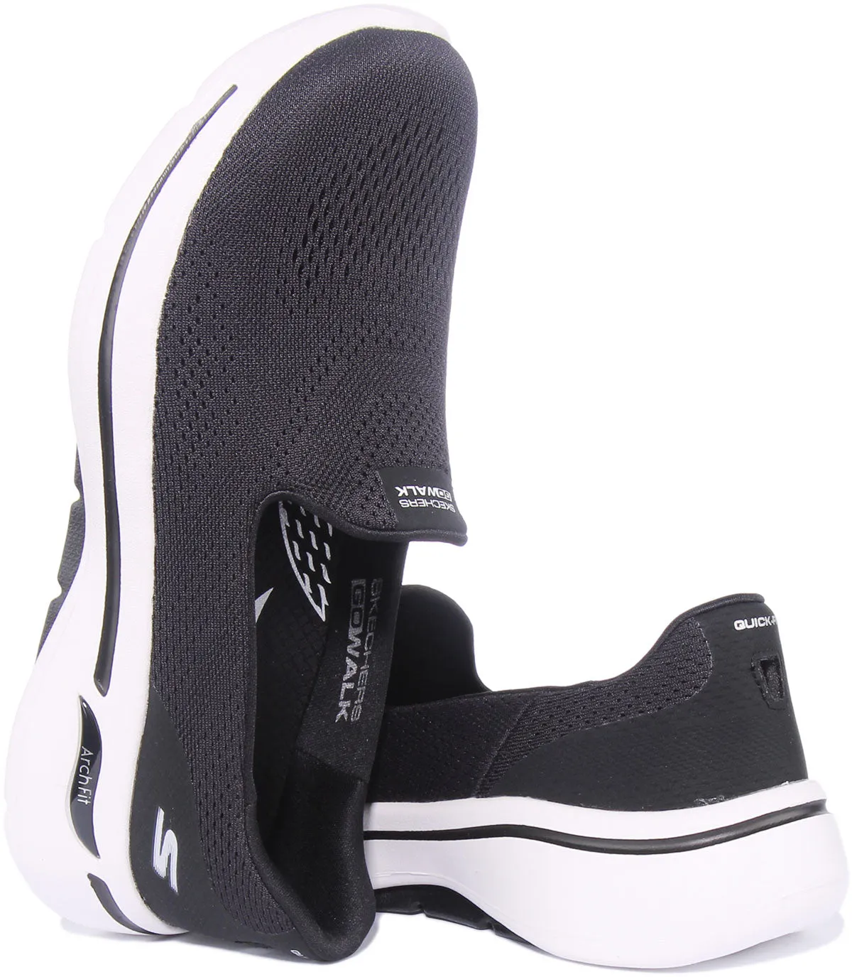 Skechers Go Walk Arch In Black White For Women