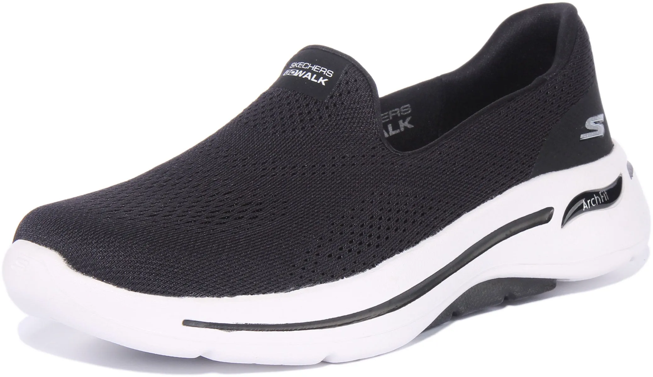 Skechers Go Walk Arch In Black White For Women