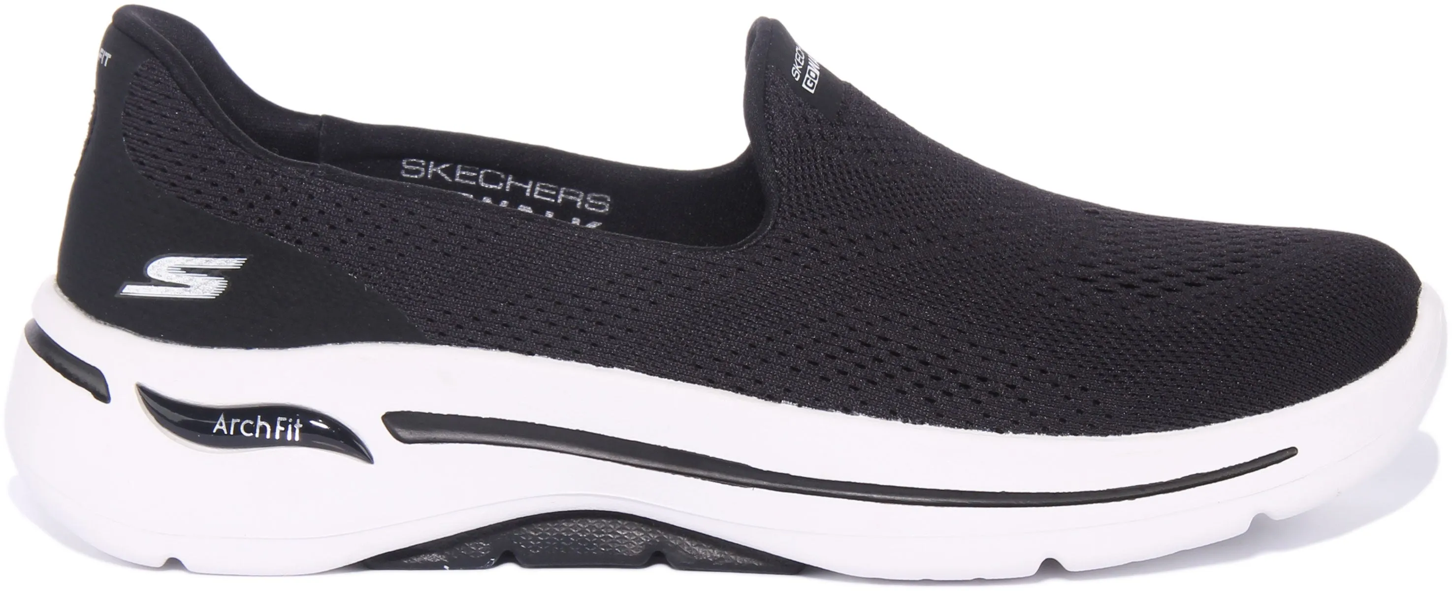 Skechers Go Walk Arch In Black White For Women