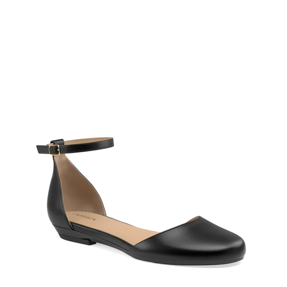 The Jocelyn - Coal Leather Flat