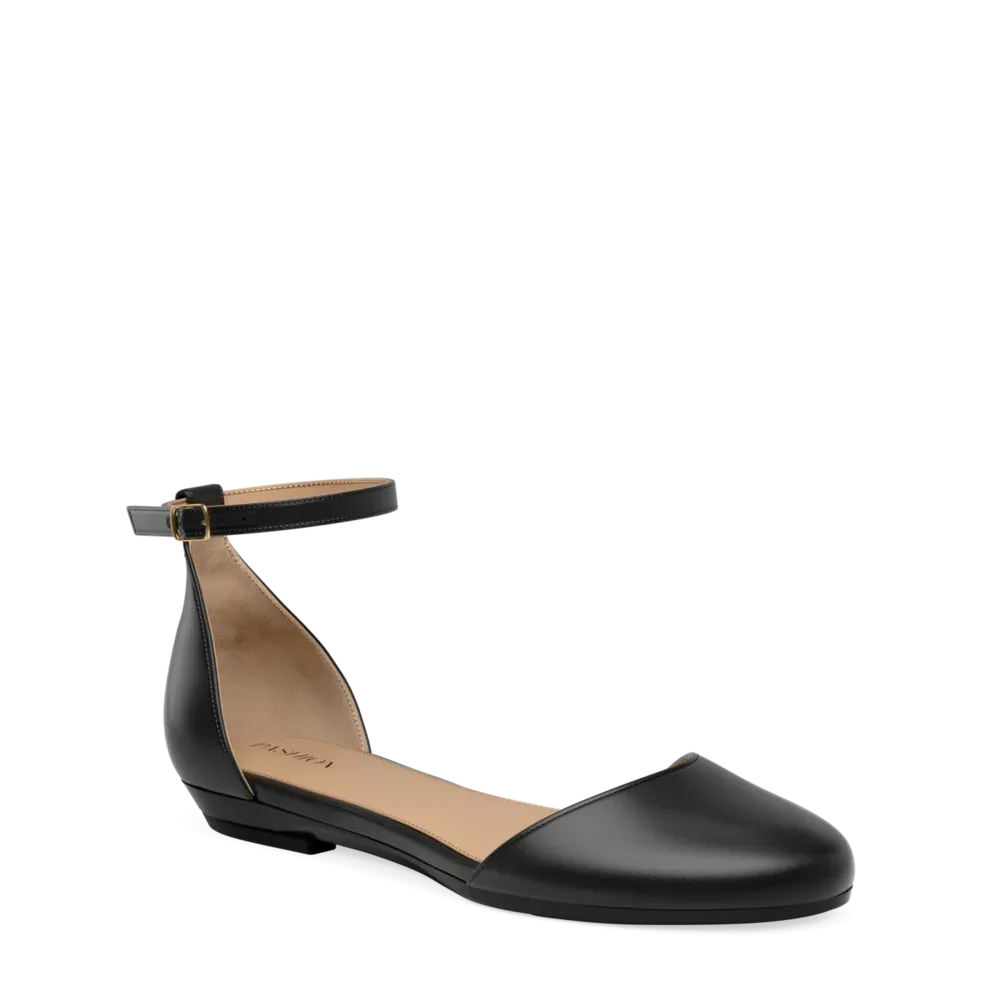 The Jocelyn - Coal Satin Flat