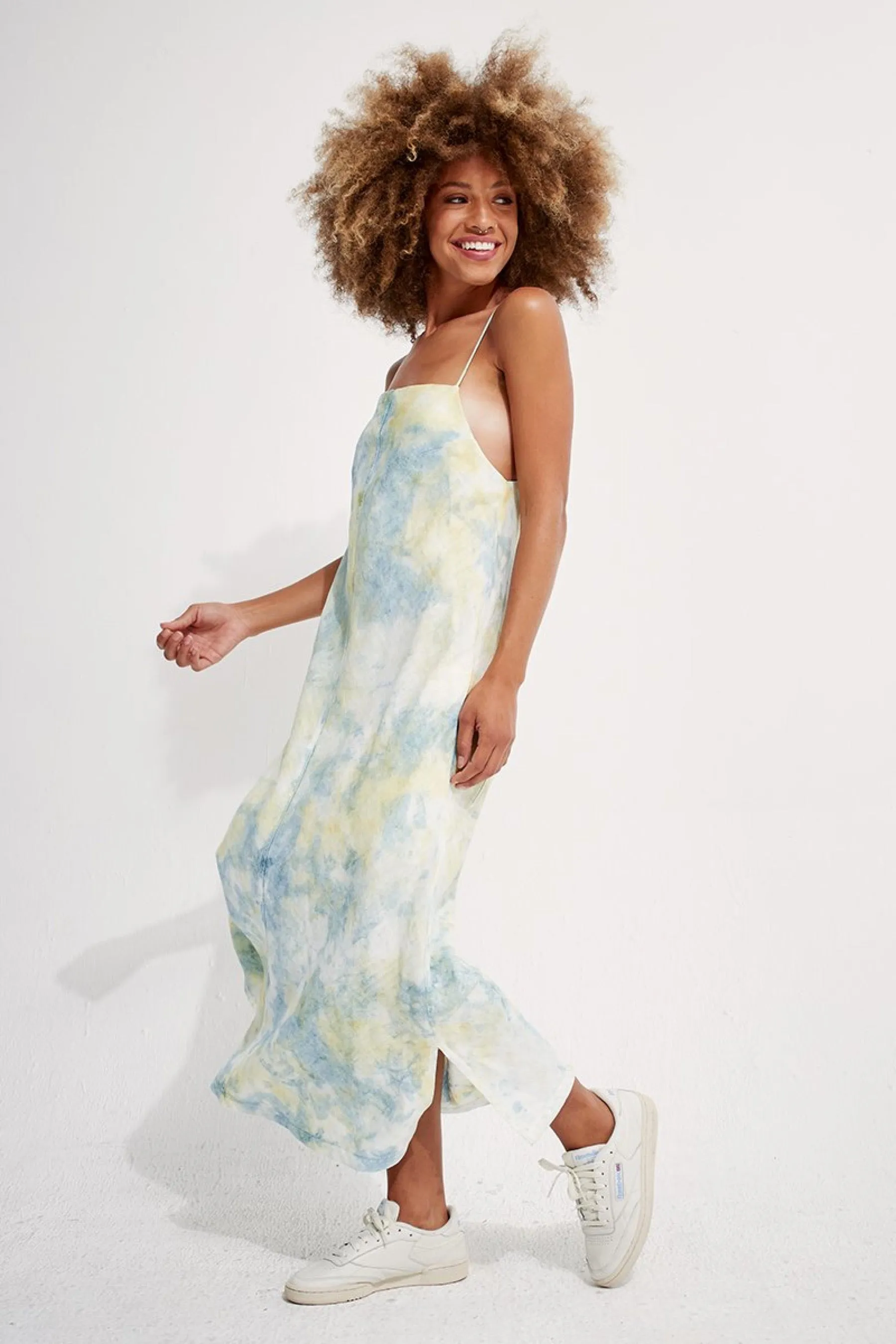 Tie Dye Linen Apron Dress