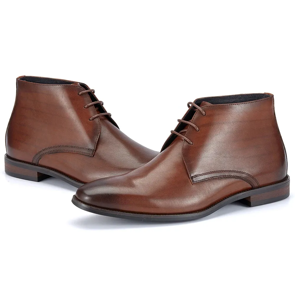 Trend4us Men's Sleek Leather Lace-Up Chelsea Boots