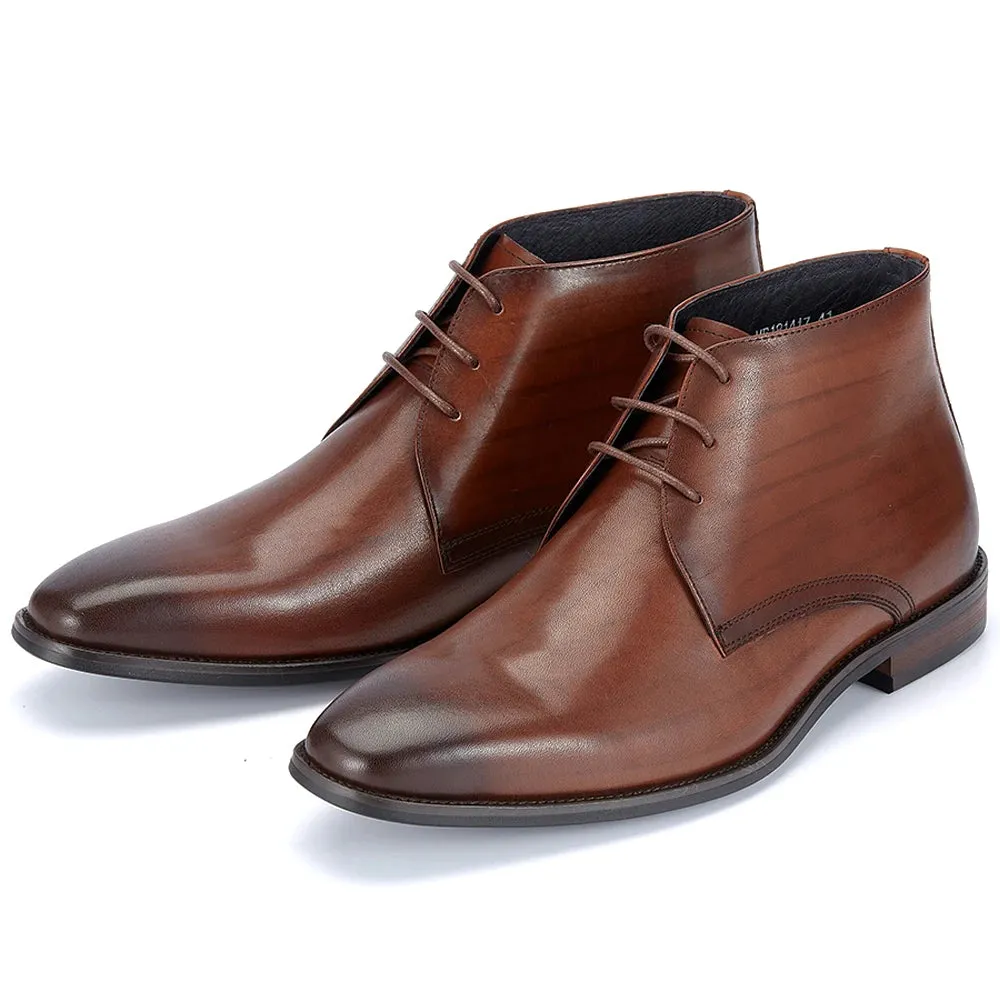 Trend4us Men's Sleek Leather Lace-Up Chelsea Boots